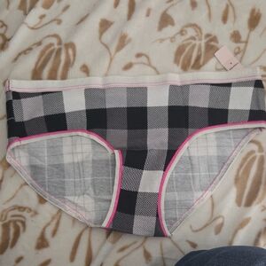 Victoria's Secret Black & White Plaid Bikini with Pink Trim